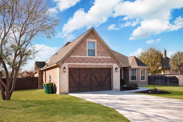 view of front facade featuring a garage and a front lawn