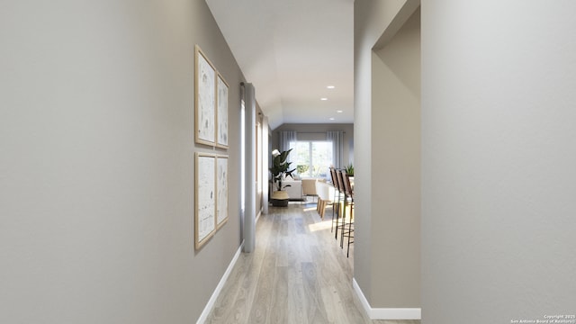 corridor featuring light wood-type flooring