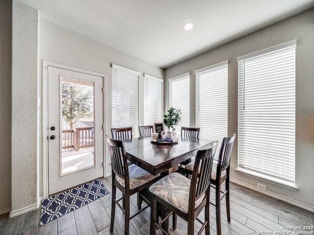 dining room with plenty of natural light