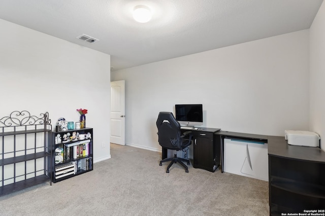 office space featuring light colored carpet