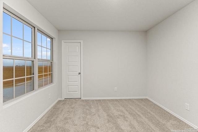 unfurnished room with light carpet