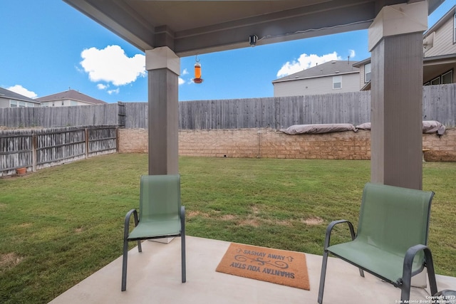 view of yard with a fenced backyard