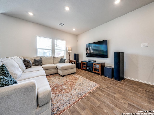 living room featuring wood-type flooring