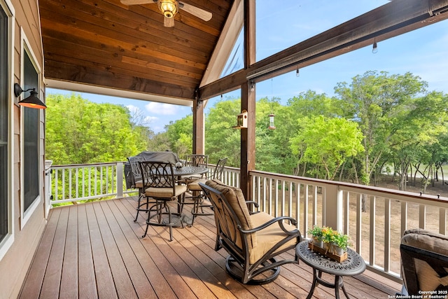 deck featuring ceiling fan