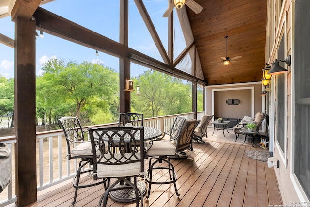 deck with ceiling fan