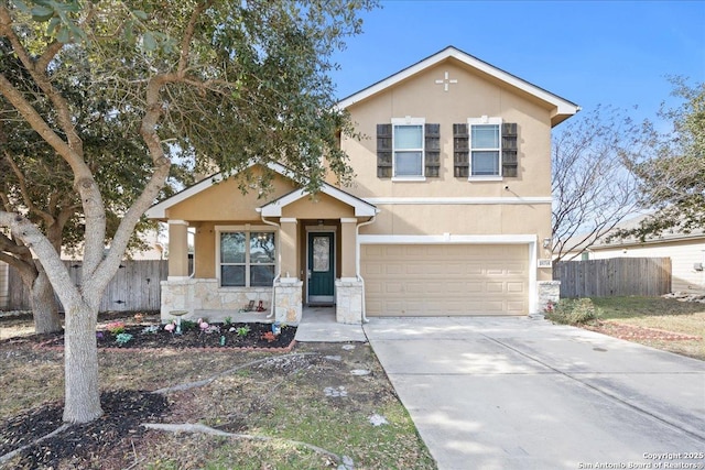 view of front of property with a garage