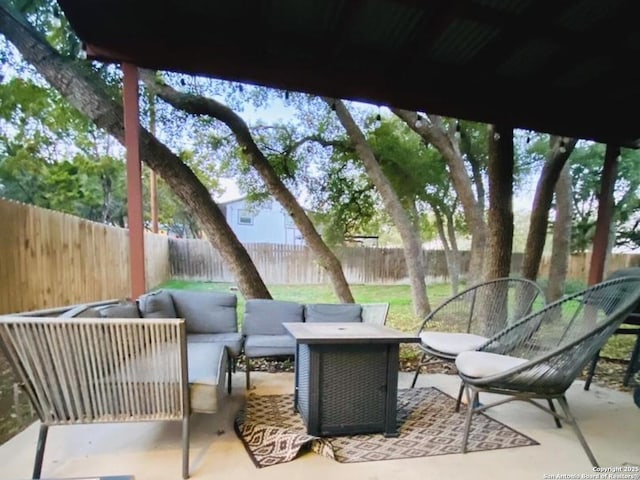 view of patio featuring an outdoor living space