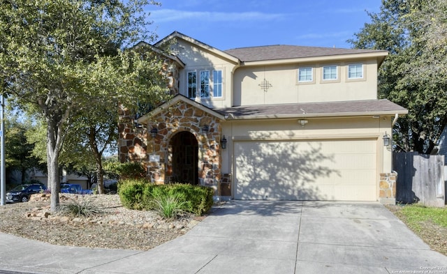 view of front of home with a garage