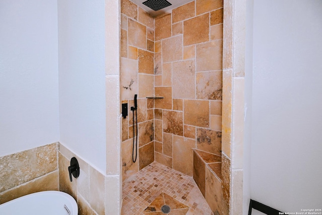 bathroom featuring plus walk in shower