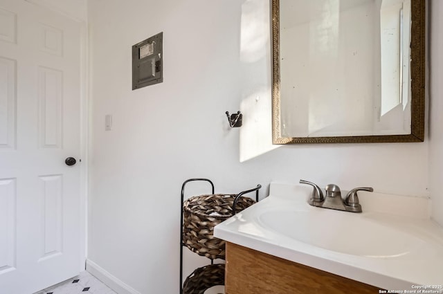 bathroom featuring vanity and tile patterned flooring