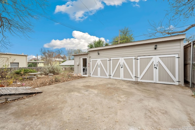 exterior space featuring a garage