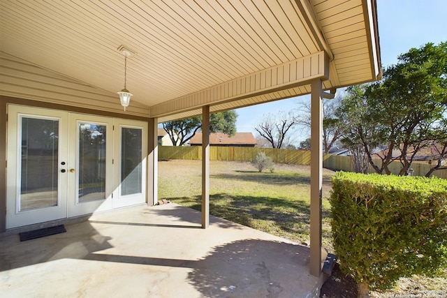 view of patio featuring french doors