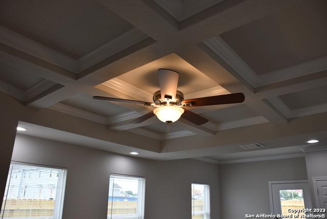 interior details with ceiling fan