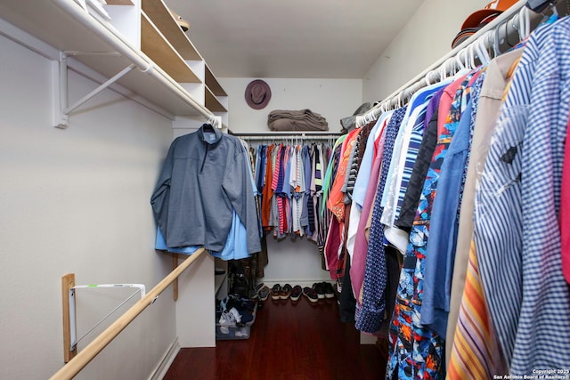 walk in closet featuring wood-type flooring