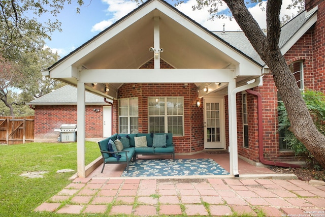 view of patio / terrace featuring grilling area and an outdoor living space