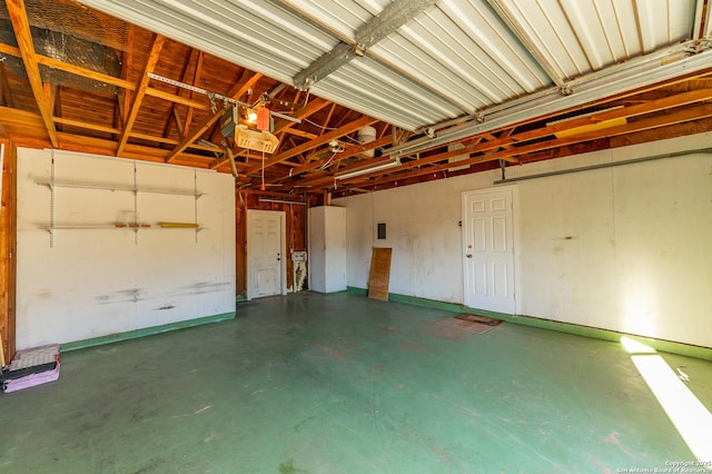 garage with a garage door opener