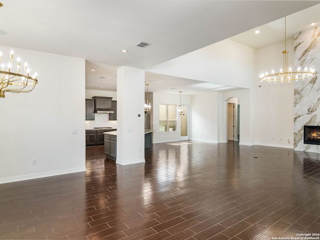 unfurnished living room with a fireplace