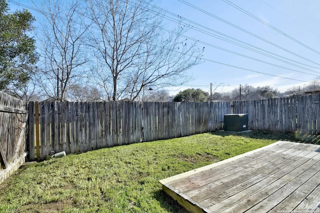 view of yard featuring a wooden deck