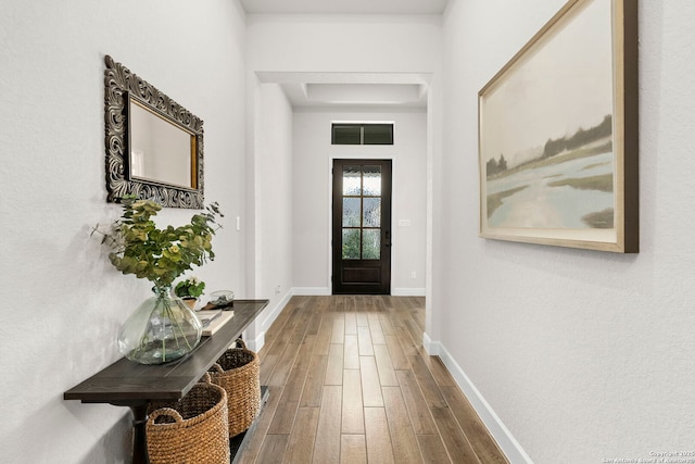 interior space with hardwood / wood-style floors