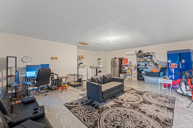 living room featuring a wall mounted AC