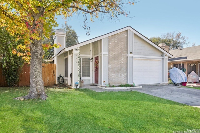 single story home with a front lawn and a garage