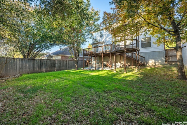 view of yard featuring a deck