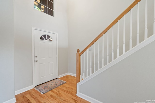 foyer entrance featuring hardwood / wood-style flooring