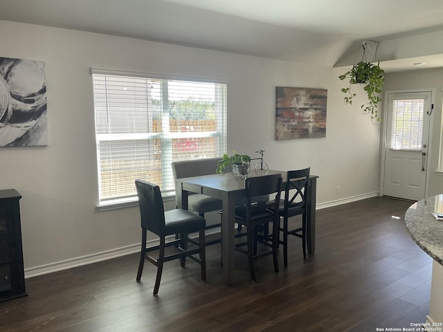 dining area featuring dark hardwood / wood-style floors