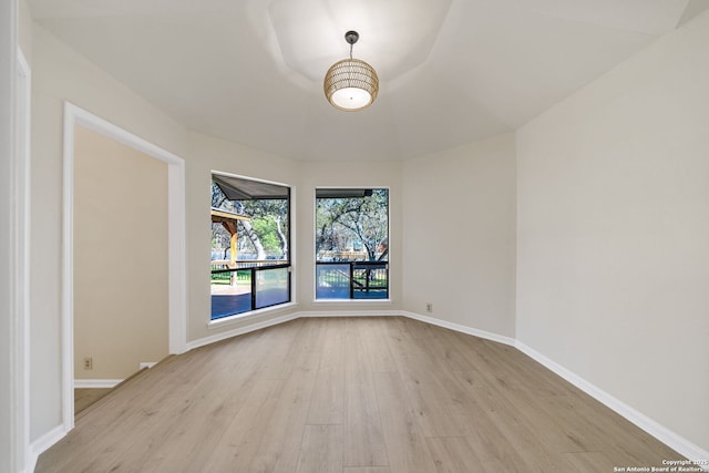 spare room featuring light hardwood / wood-style flooring