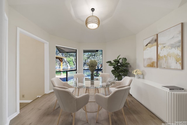 dining area with light wood-type flooring