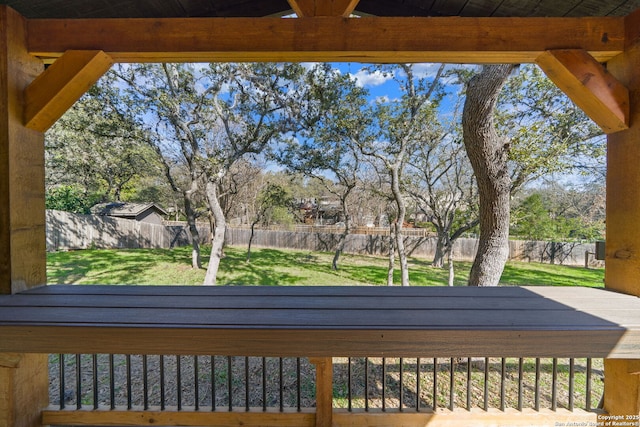 view of patio featuring a wooden deck