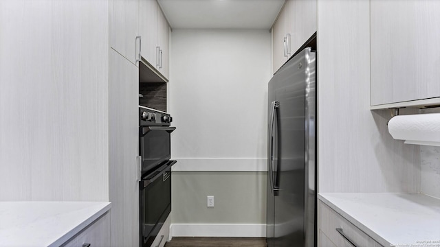 interior space with dark hardwood / wood-style floors