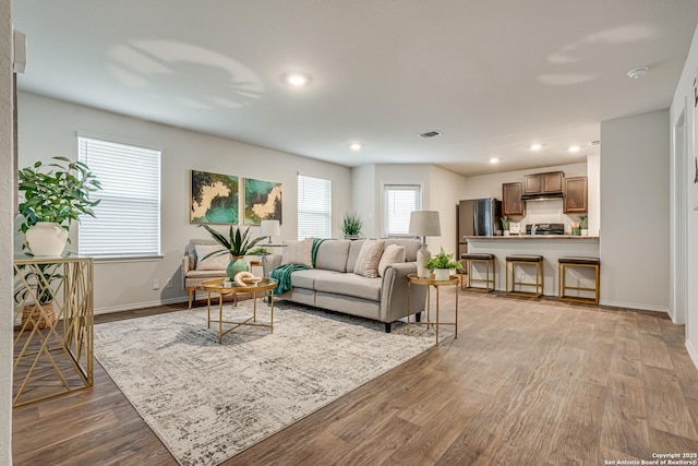 living room featuring light hardwood / wood-style floors