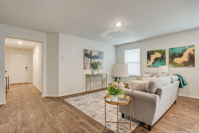 living room with light wood-type flooring