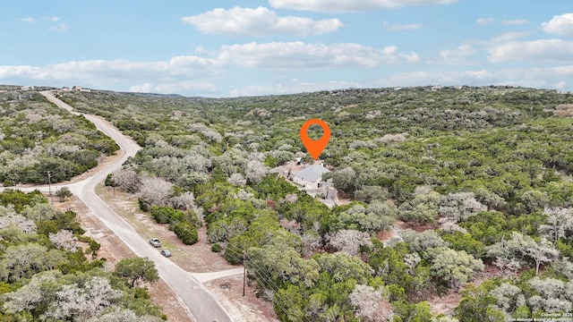 drone / aerial view with a forest view