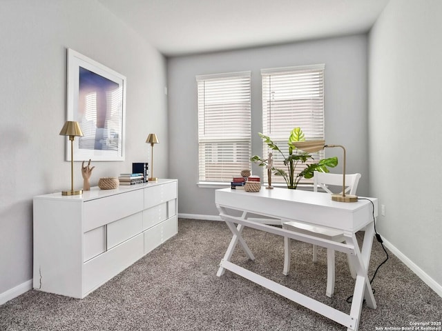 carpeted home office with plenty of natural light