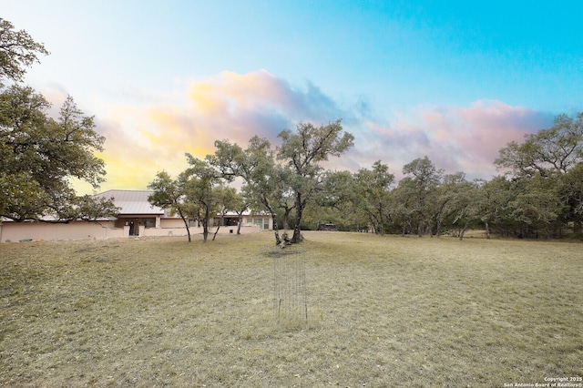 view of yard at dusk