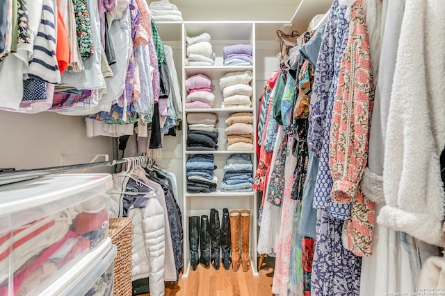 walk in closet featuring light wood-type flooring