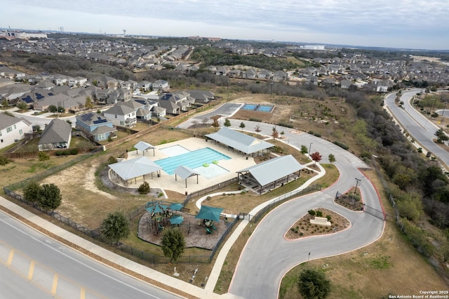 aerial view with a residential view