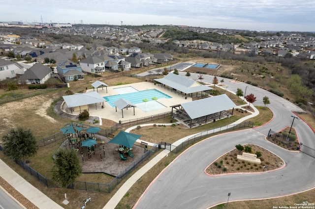 bird's eye view with a residential view