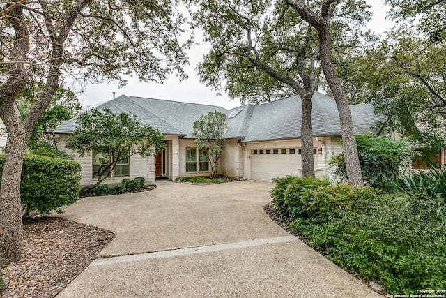 view of front of property with a garage