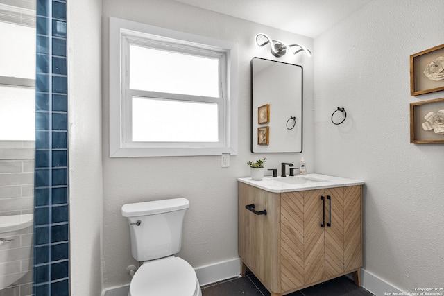 bathroom with toilet and vanity