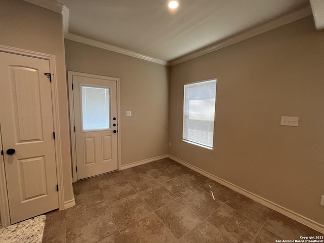 interior space with crown molding