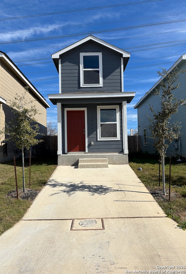 view of front property with a front lawn