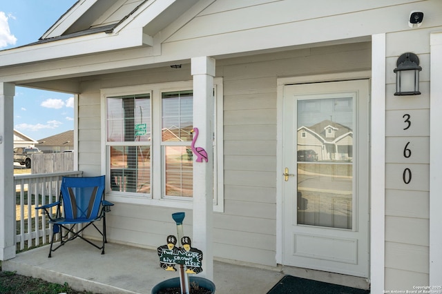 property entrance with a porch