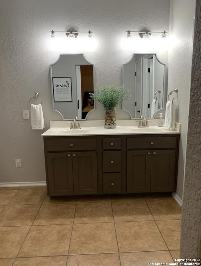 bathroom featuring vanity and tile patterned flooring