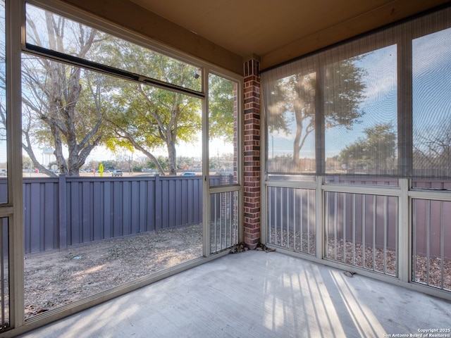 view of unfurnished sunroom