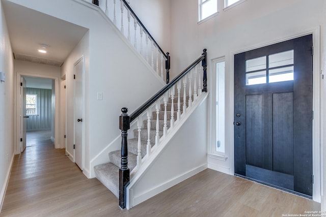 foyer entrance featuring light hardwood / wood-style floors