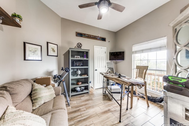 home office featuring ceiling fan