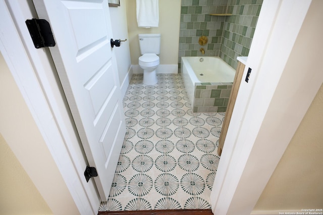 bathroom with toilet and separate shower and tub